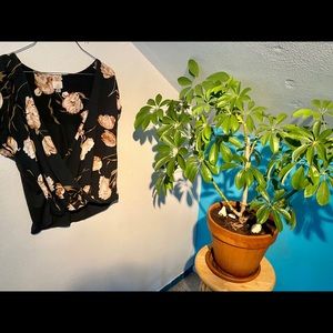 Deep green, flower print blouse